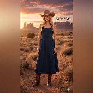 597 WARP & WEFT Women's Size Large Denim PSA Under Pressure Dress Raw Hem NWT